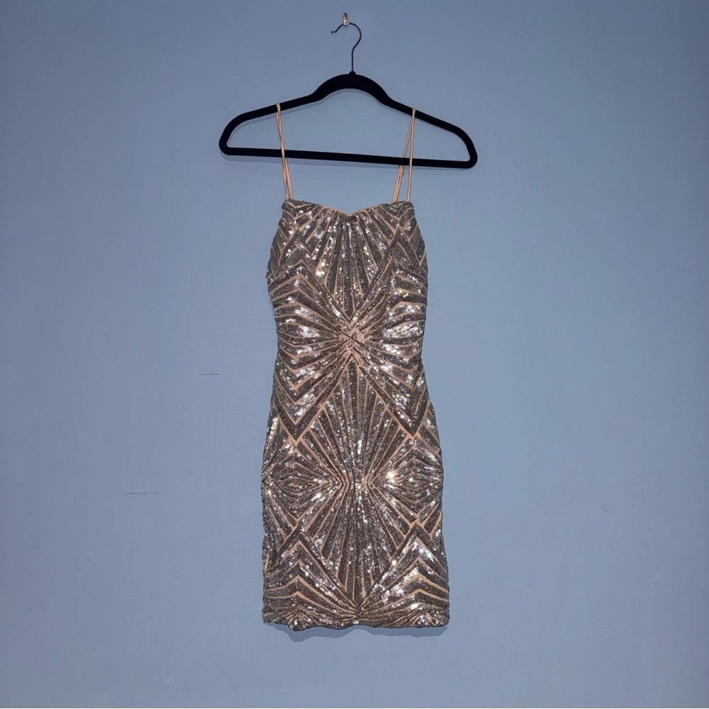 Lulu's Shimmering Gold Sequin Mini Dress